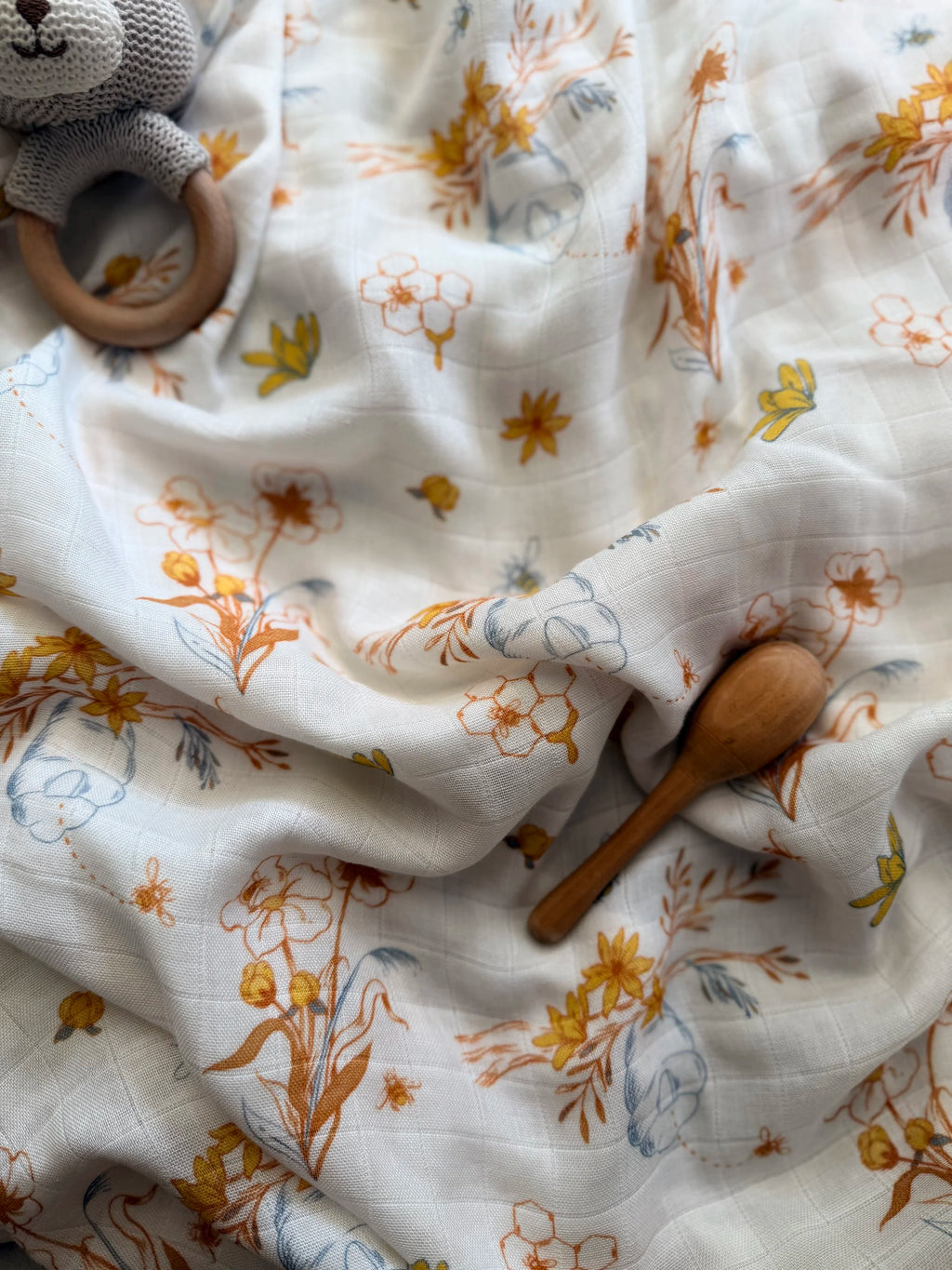 Blossom Bee Muslin Swaddle Blanket