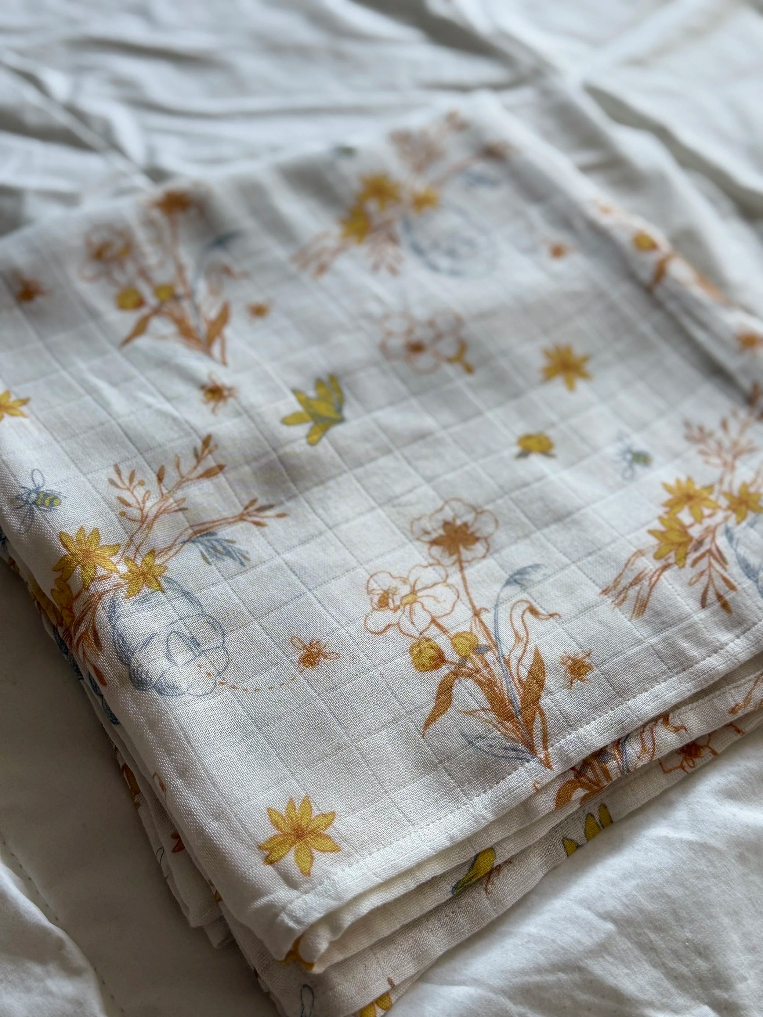 Blossom Bee Muslin Swaddle Blanket