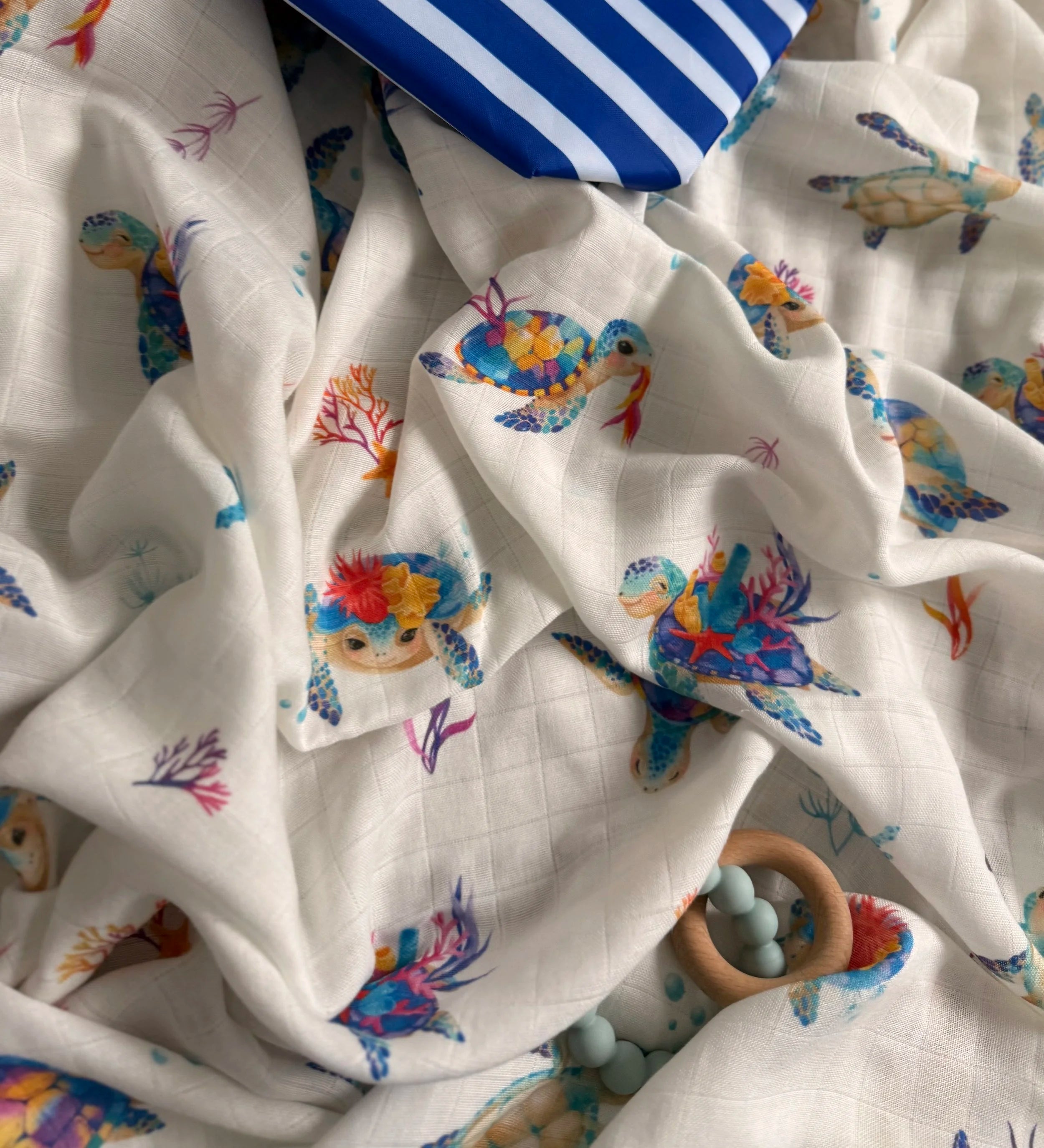 Turtle Oceana Muslin Swaddle Blanket