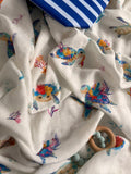Tropic Turtle Muslin Swaddle Blanket - hand-drawn sea turtle print on white muslin